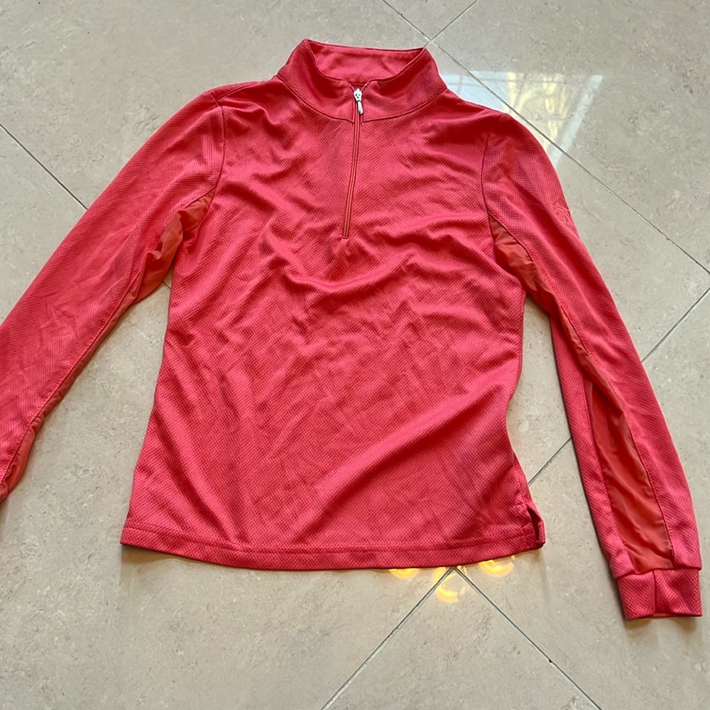 Girl's small pink Ovation Short Sleeve Horseback Riding sun Shirt. Good Cond.